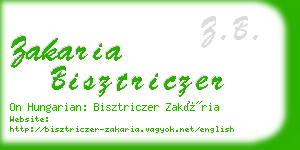 zakaria bisztriczer business card